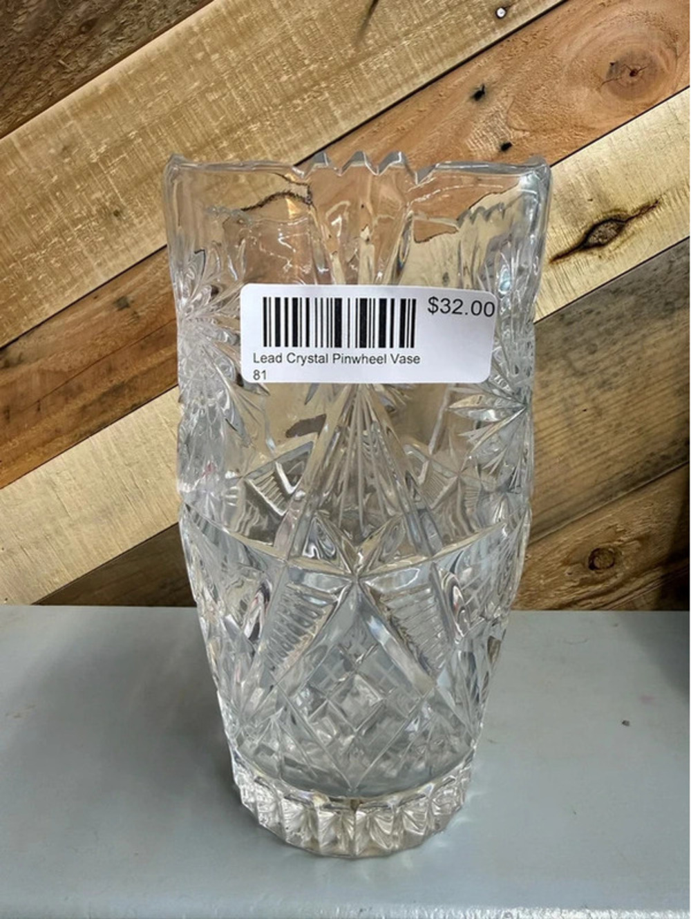 Vintage Lead Crystal Pinwheel Vase
